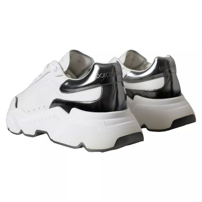 Dolce & Gabbana White Silver Leather Sport DAYMASTER Sneakers
