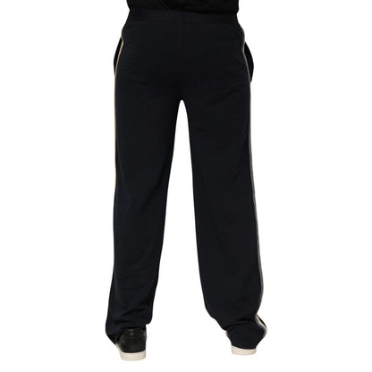 Dolce & Gabbana Black Modal Spandex Straight Logo Trouser Pants