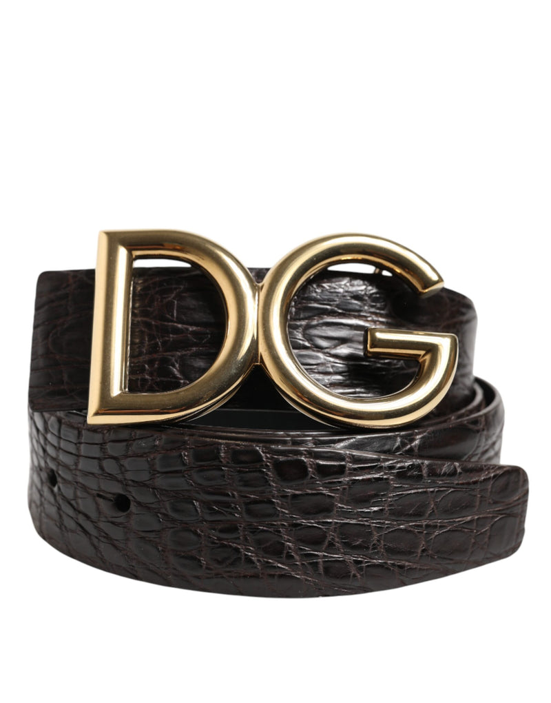 Dolce &amp; Gabbana zwarte exotische leren DG-logogespriem