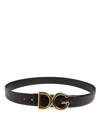Ceinture à boucle logo DG en cuir exotique noir Dolce & Gabbana