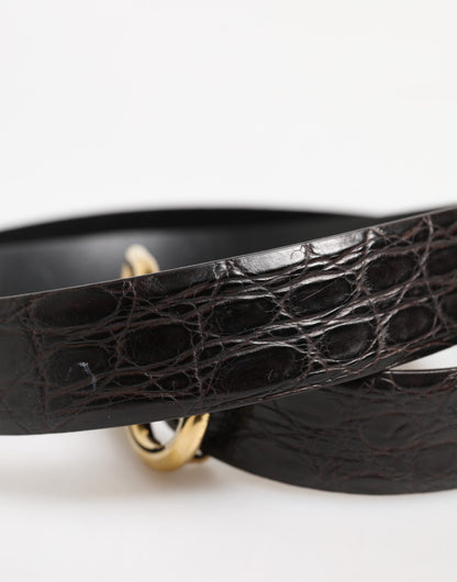 Ceinture à boucle logo DG en cuir exotique noir Dolce & Gabbana