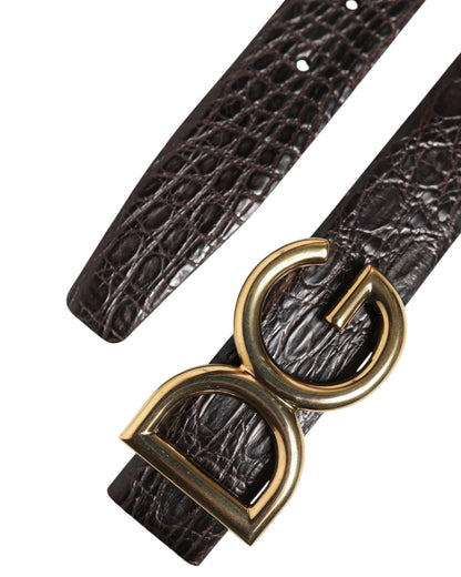 Ceinture à boucle logo DG en cuir exotique noir Dolce & Gabbana