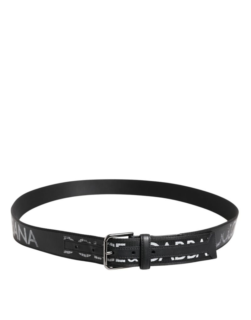 Dolce &amp; Gabbana zwarte polyester leren riem met metalen gesp