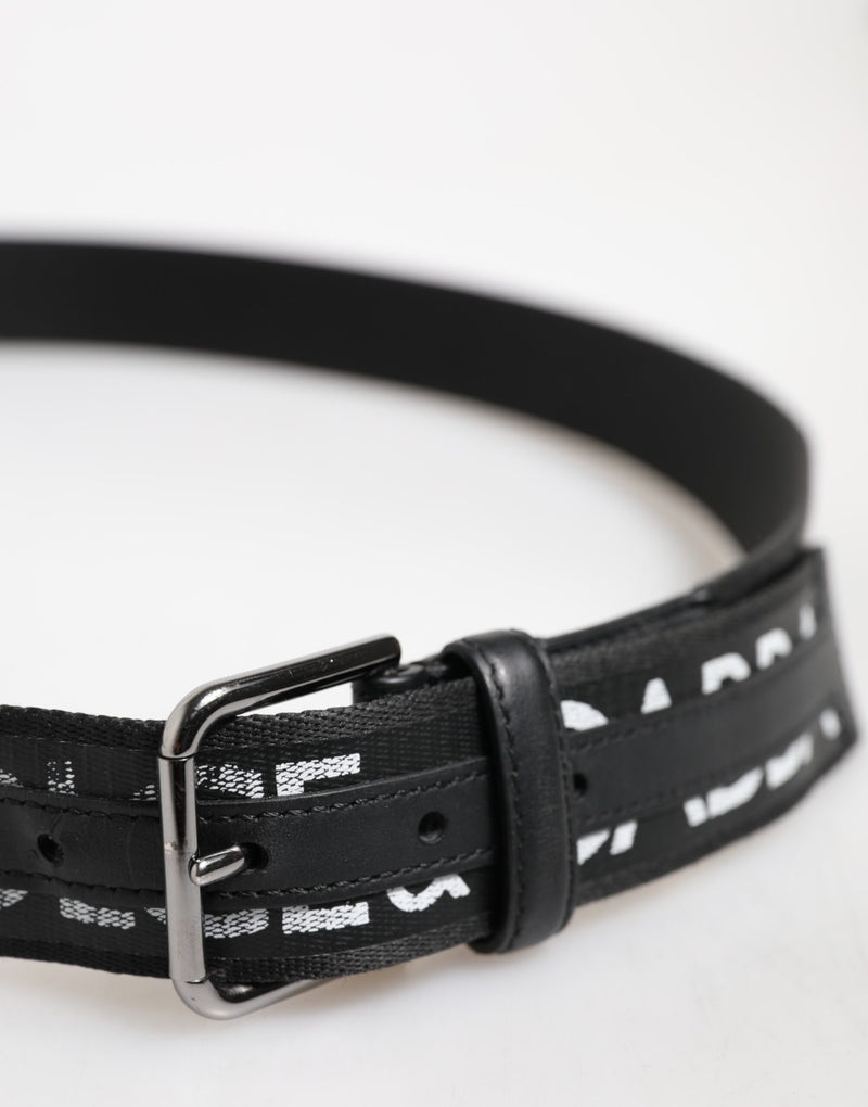 Dolce &amp; Gabbana zwarte polyester leren riem met metalen gesp