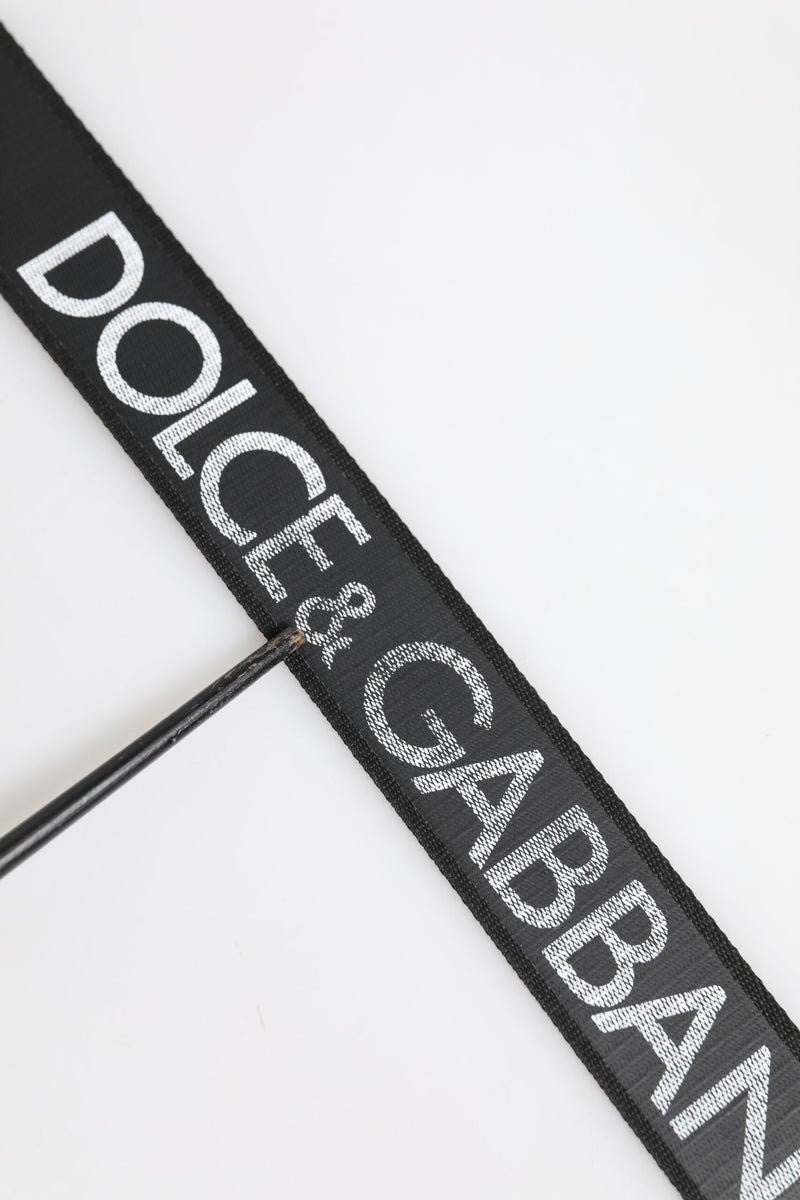 Dolce &amp; Gabbana zwarte polyester leren riem met metalen gesp