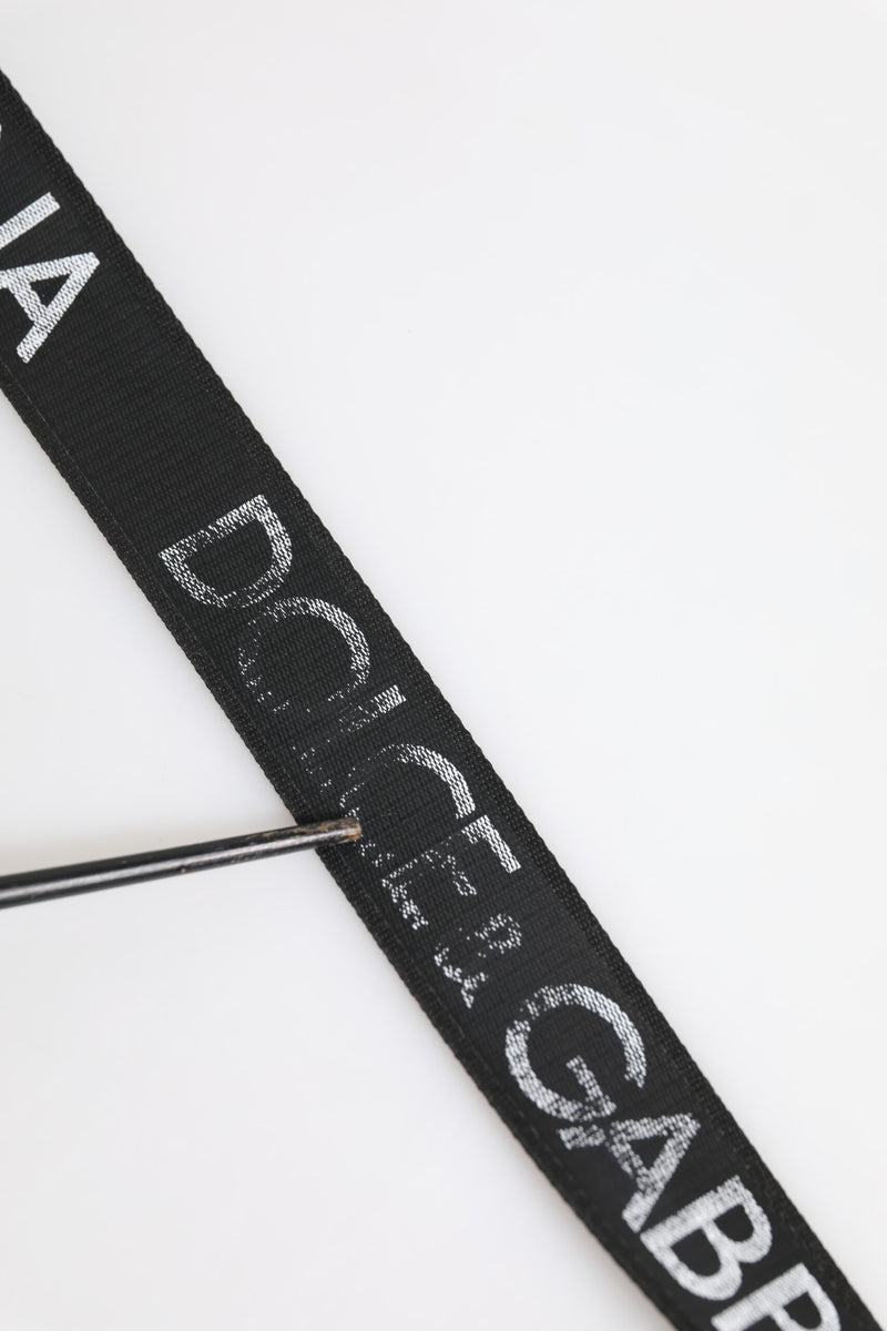 Dolce &amp; Gabbana zwarte polyester leren riem met metalen gesp