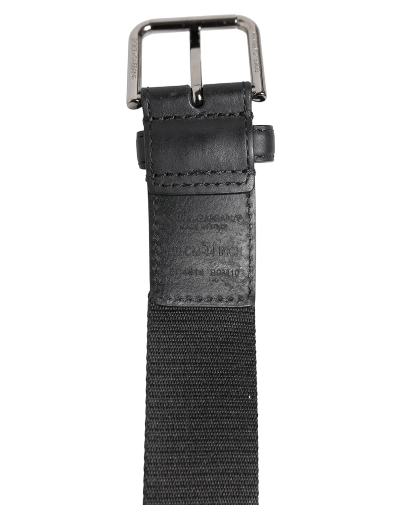 Dolce &amp; Gabbana zwarte polyester leren riem met metalen gesp