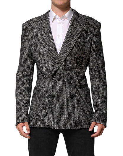 Dolce &amp; Gabbana, veste de costume homme noire et blanche à double boutonnage