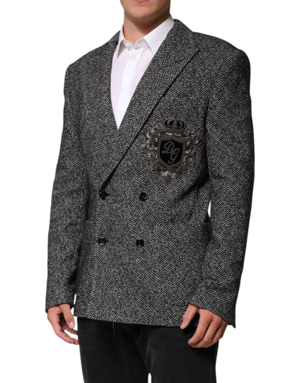 Dolce &amp; Gabbana, veste de costume homme noire et blanche à double boutonnage