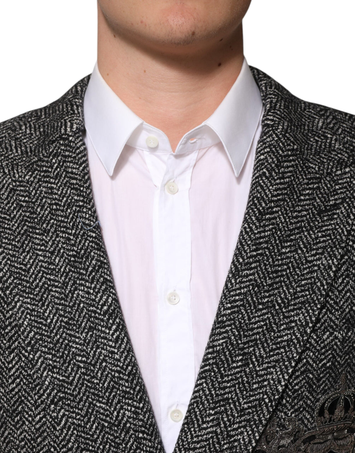 Dolce &amp; Gabbana, veste de costume homme noire et blanche à double boutonnage