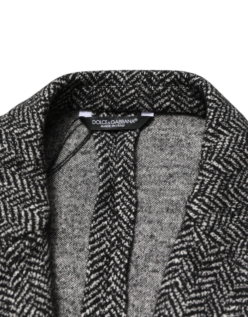 Dolce & Gabbana Black White Double Breasted Men Suit Blazer