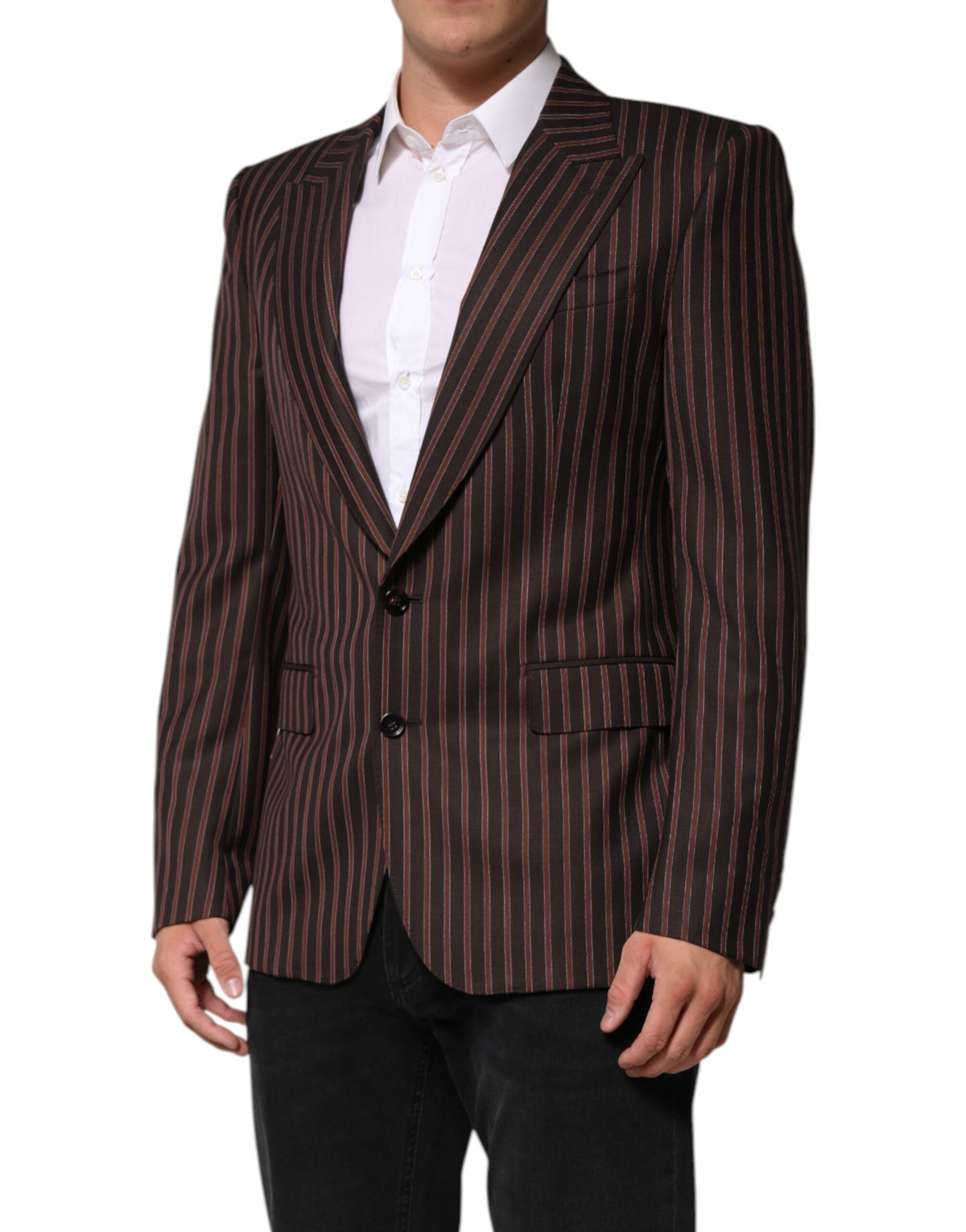 Dolce &amp; Gabbana - Blazer à simple boutonnage rayé noir et brun