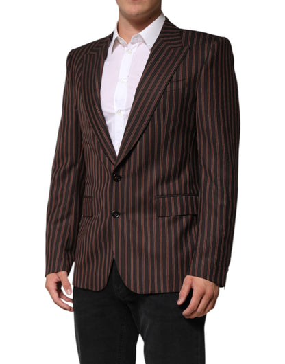 Dolce &amp; Gabbana - Blazer à simple boutonnage rayé noir et brun
