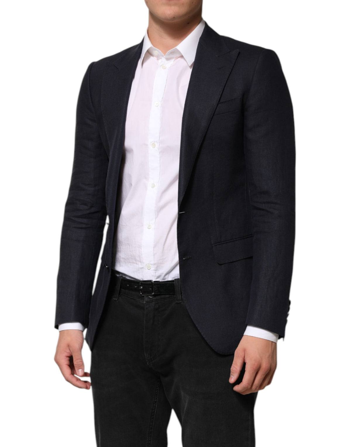 Blazer de costume pour homme à simple boutonnage bleu foncé de Dolce &amp; Gabbana