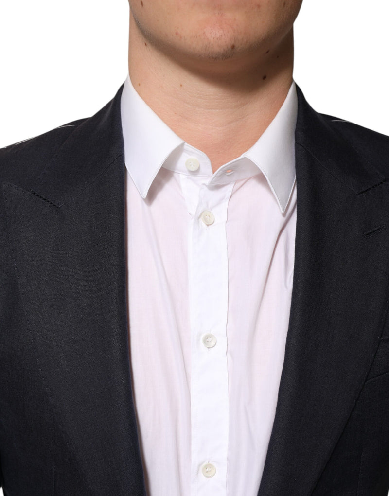 Dolce &amp; Gabbana donkerblauwe, enkelgeknopte heren blazer