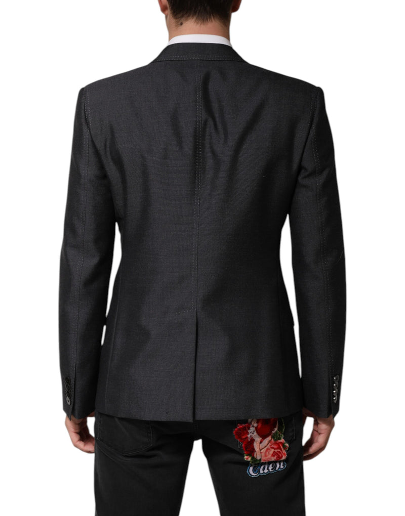 Dolce &amp; Gabbana donkergrijze wollen blazer met bijenborduursel