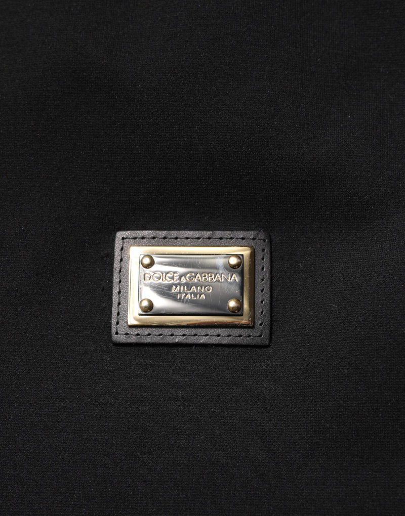 Veste noire sans manches à capuche avec plaque logo de Dolce & Gabbana