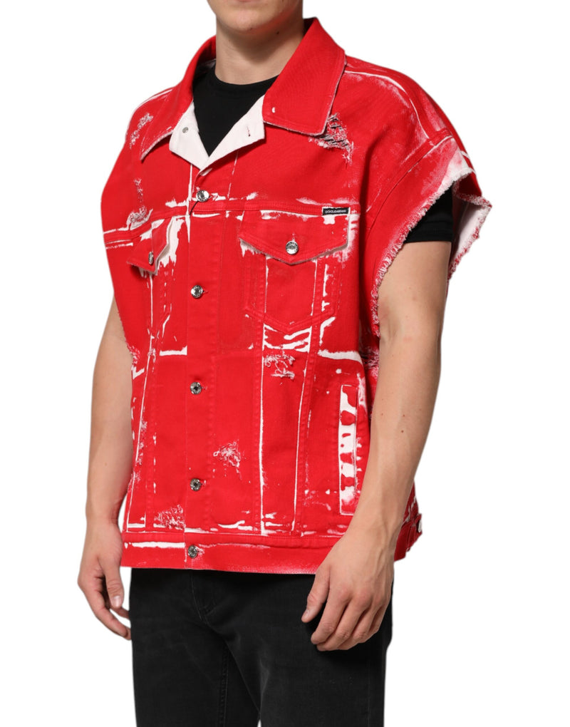 Gilet sans manches rouge avec plaque logo Dolce & Gabbana