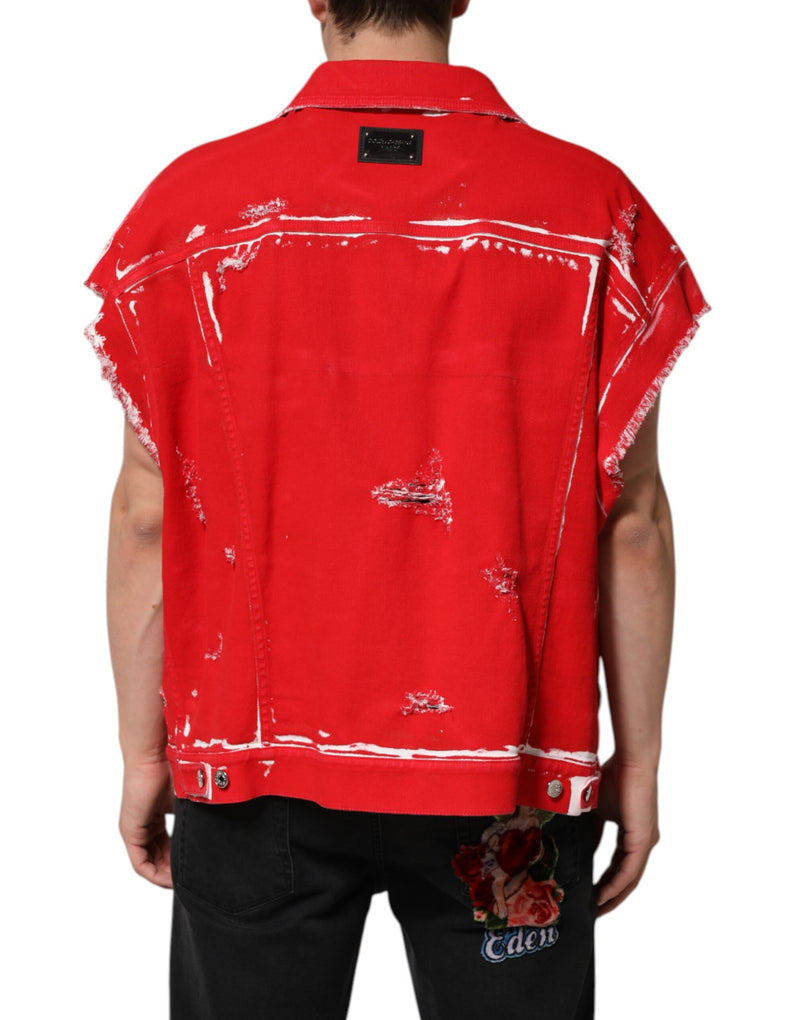 Gilet sans manches rouge avec plaque logo Dolce & Gabbana