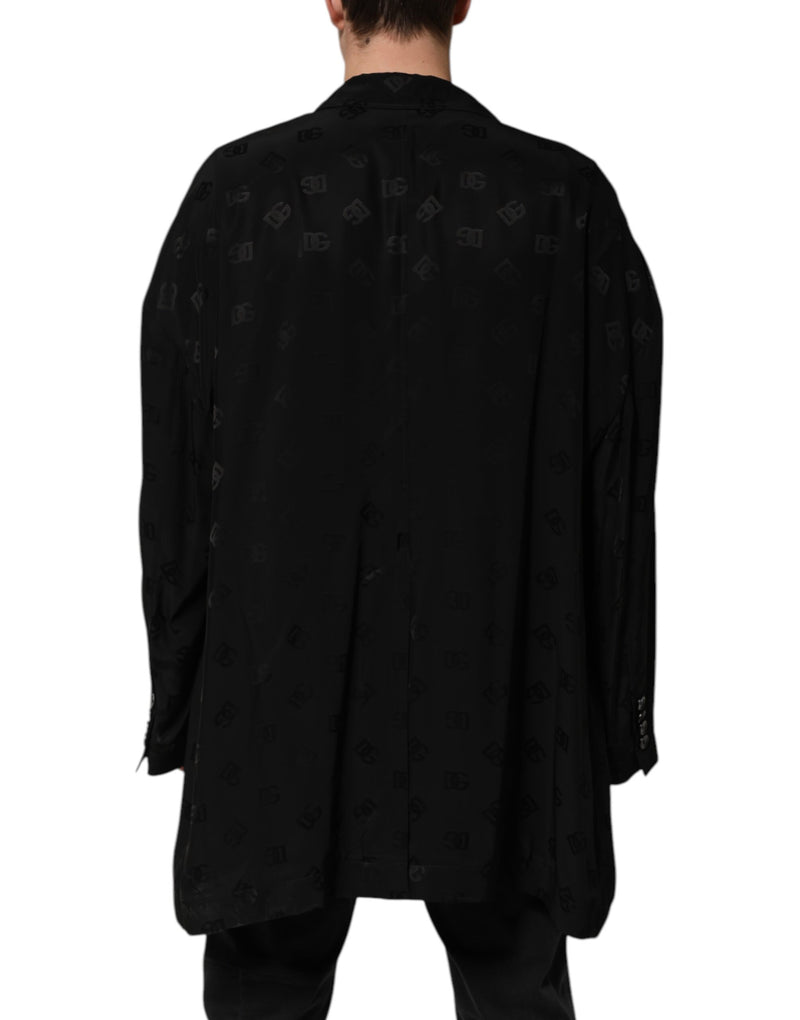 Dolce & Gabbana Veste manteau en polyester noir avec logo monogramme