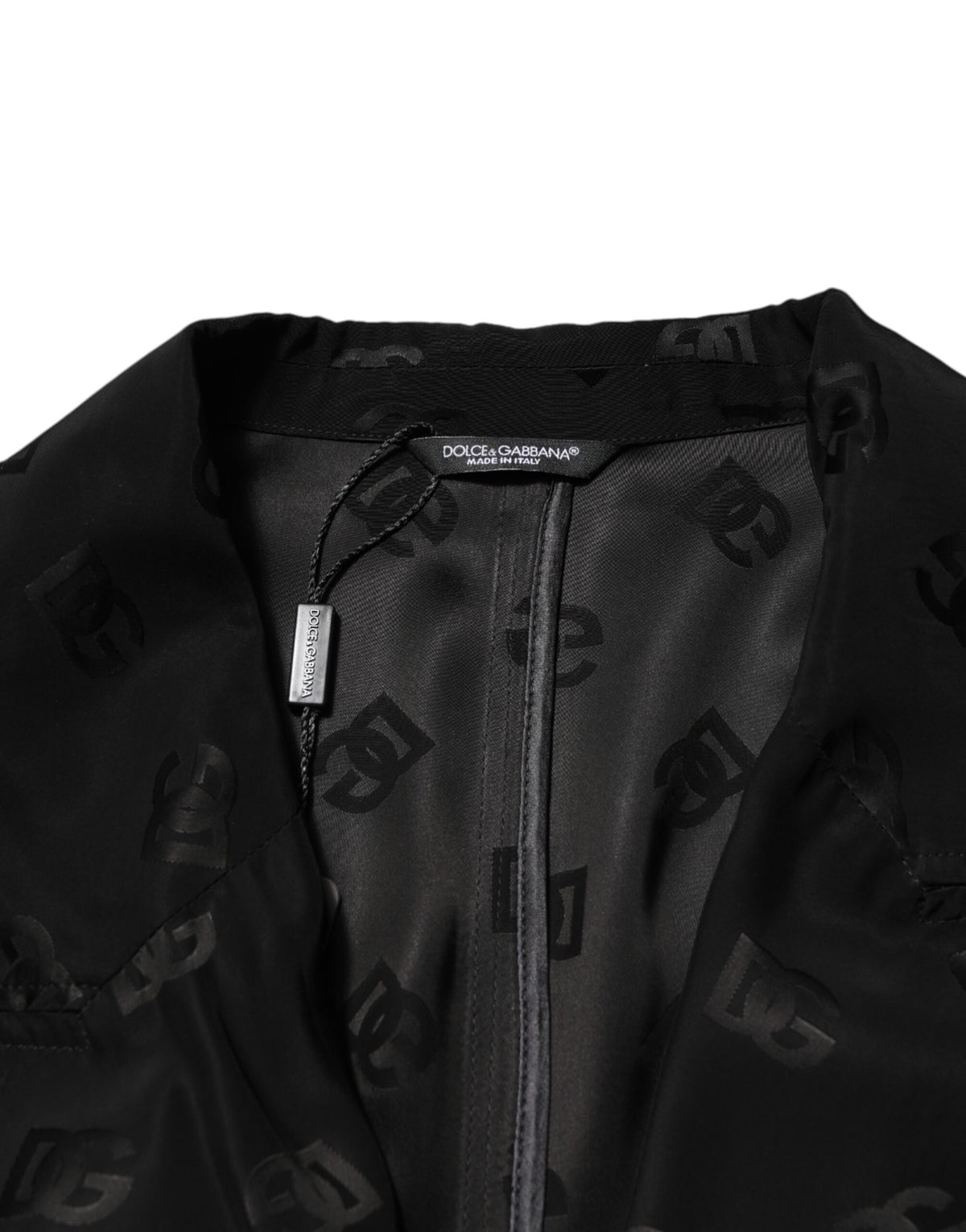 Dolce & Gabbana Veste manteau en polyester noir avec logo monogramme