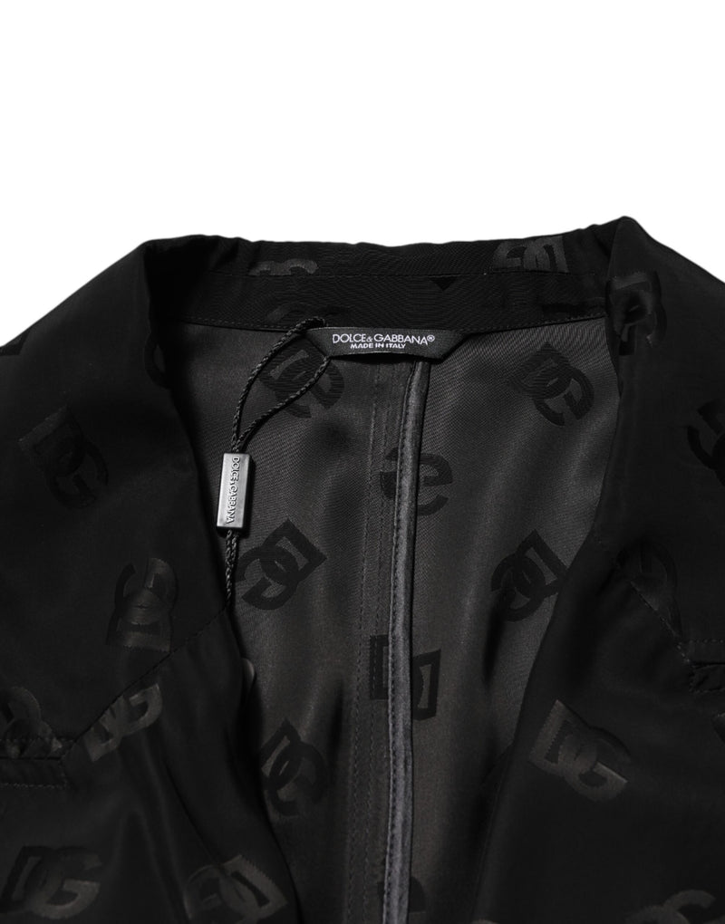 Dolce & Gabbana Veste manteau en polyester noir avec logo monogramme