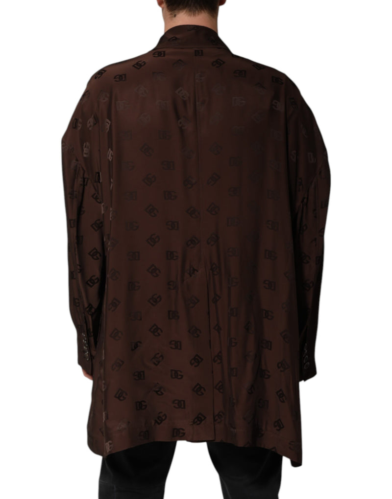 Manteau veste en polyester brun avec logo monogramme Dolce & Gabbana
