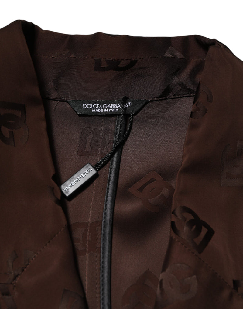 Manteau veste en polyester brun avec logo monogramme Dolce & Gabbana