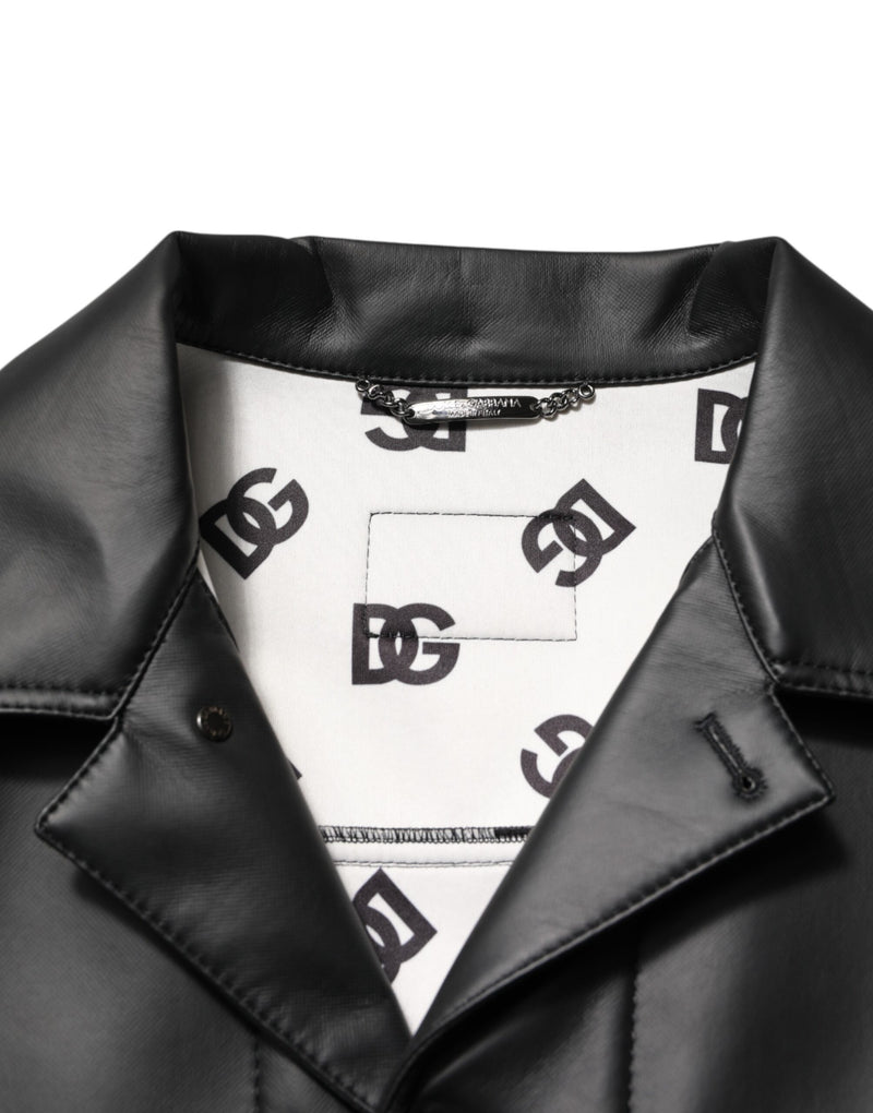Veste motard à boutons en polyester noir de Dolce & Gabbana