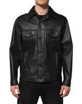 Veste motard à boutons en polyester noir de Dolce & Gabbana