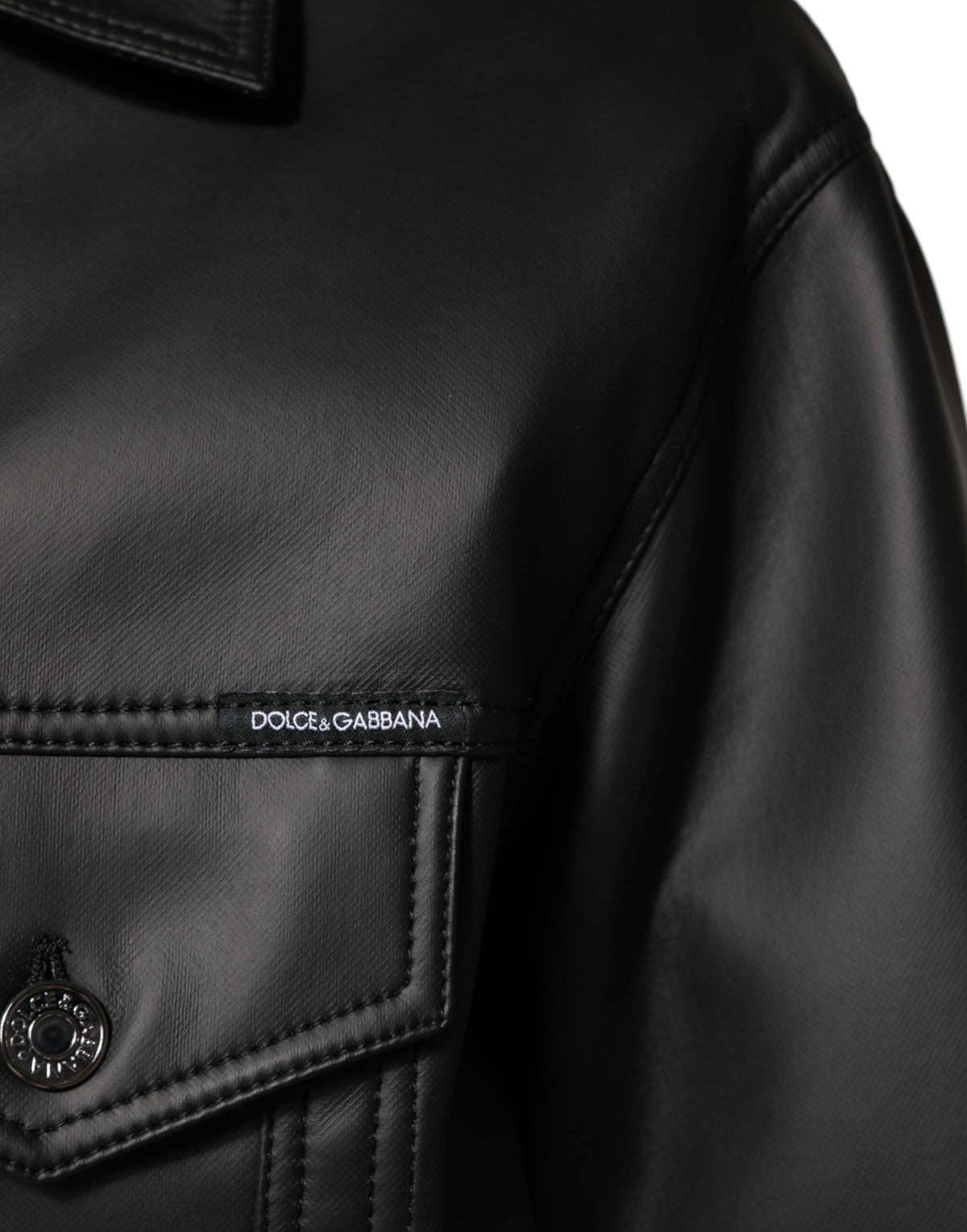 Veste motard à boutons en polyester noir de Dolce & Gabbana