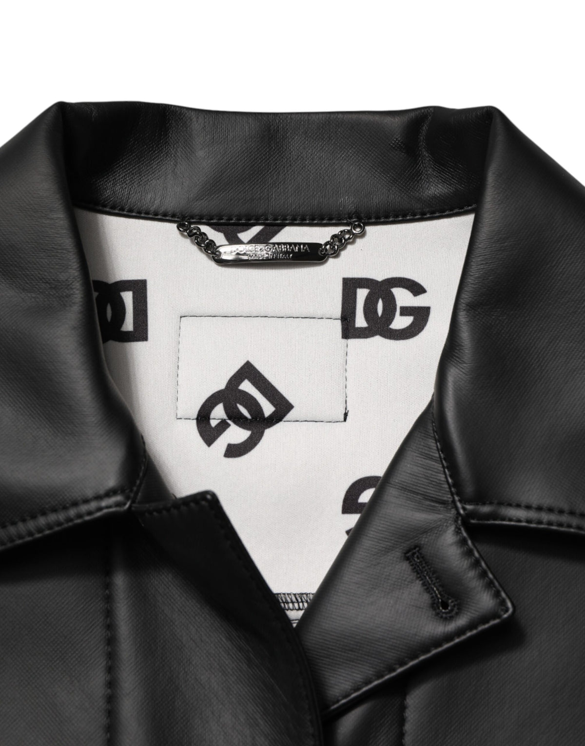 Veste motard à boutons en polyester noir de Dolce & Gabbana