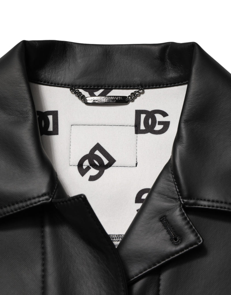 Veste motard à boutons en polyester noir de Dolce & Gabbana