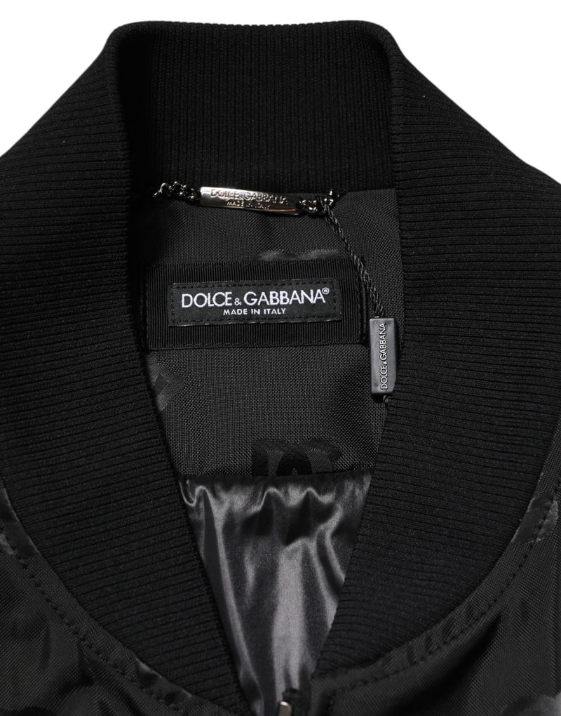 Veste coupe-vent cargo noire à logo mania de Dolce & Gabbana