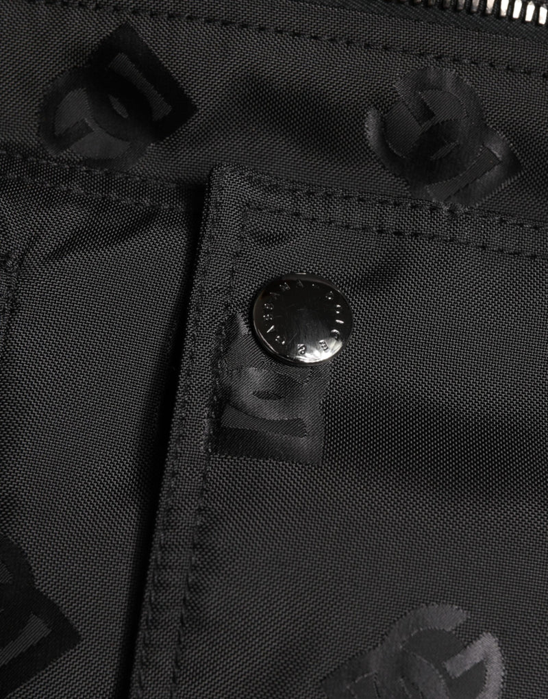 Veste coupe-vent cargo noire à logo mania de Dolce & Gabbana