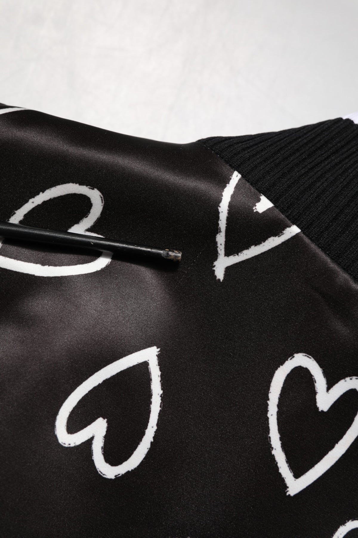 Bomber Jacket en Polyester Noir à Motif Coeur de Dolce & Gabbana