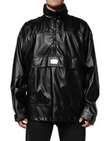 Bomber Jacket en Polyester Noir avec Logo et Plaques de Dolce & Gabbana