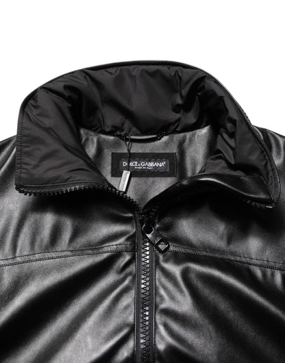 Dolce & Gabbana Black Polyester Logo Plaque Bomber Jacket