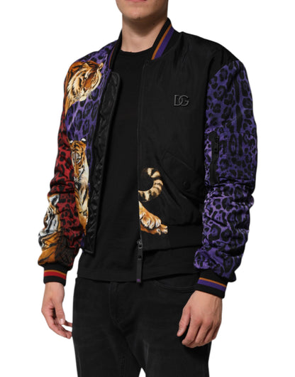 Dolce & Gabbana Multicolor Tiger Print Men Bomber Jacket