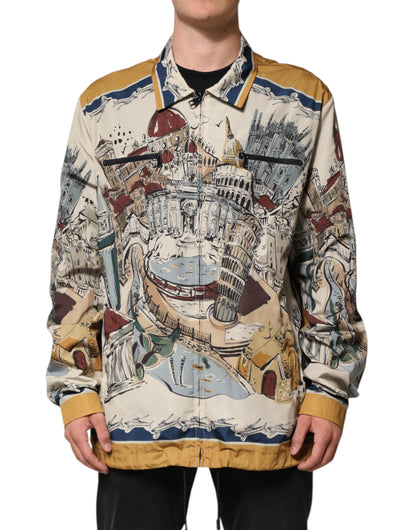 Dolce & Gabbana Multicolor Italian Motif Men Bomber Jacket