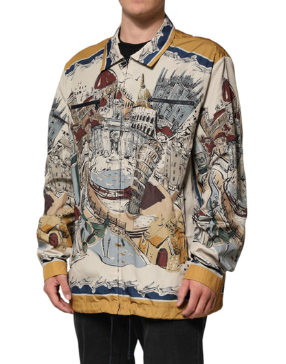Dolce & Gabbana Multicolor Italian Motif Men Bomber Jacket