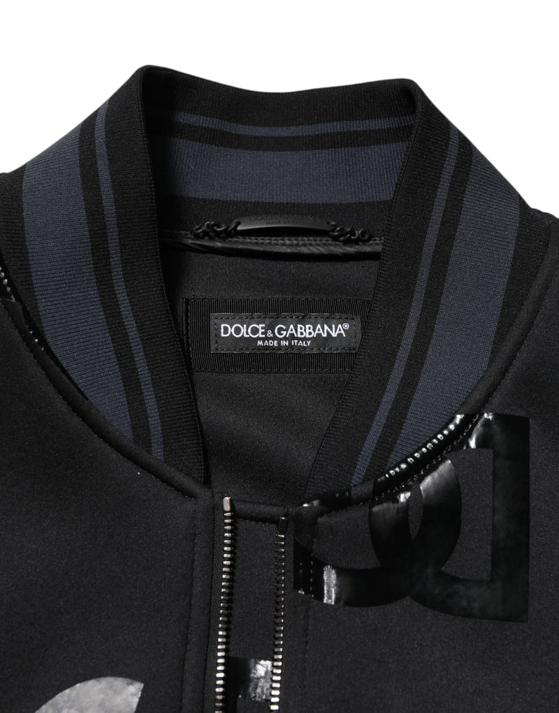 Bomber Jacket pour homme Dolce & Gabbana en laine noire avec logo DG Mania