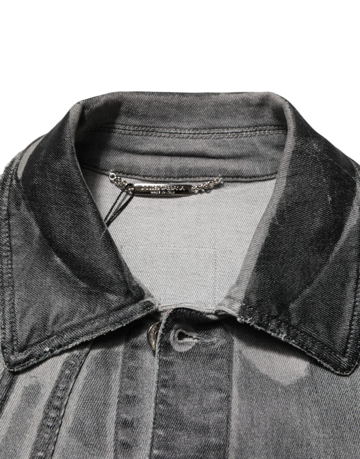 Veste en jean stretch en coton délavé gris de Dolce & Gabbana