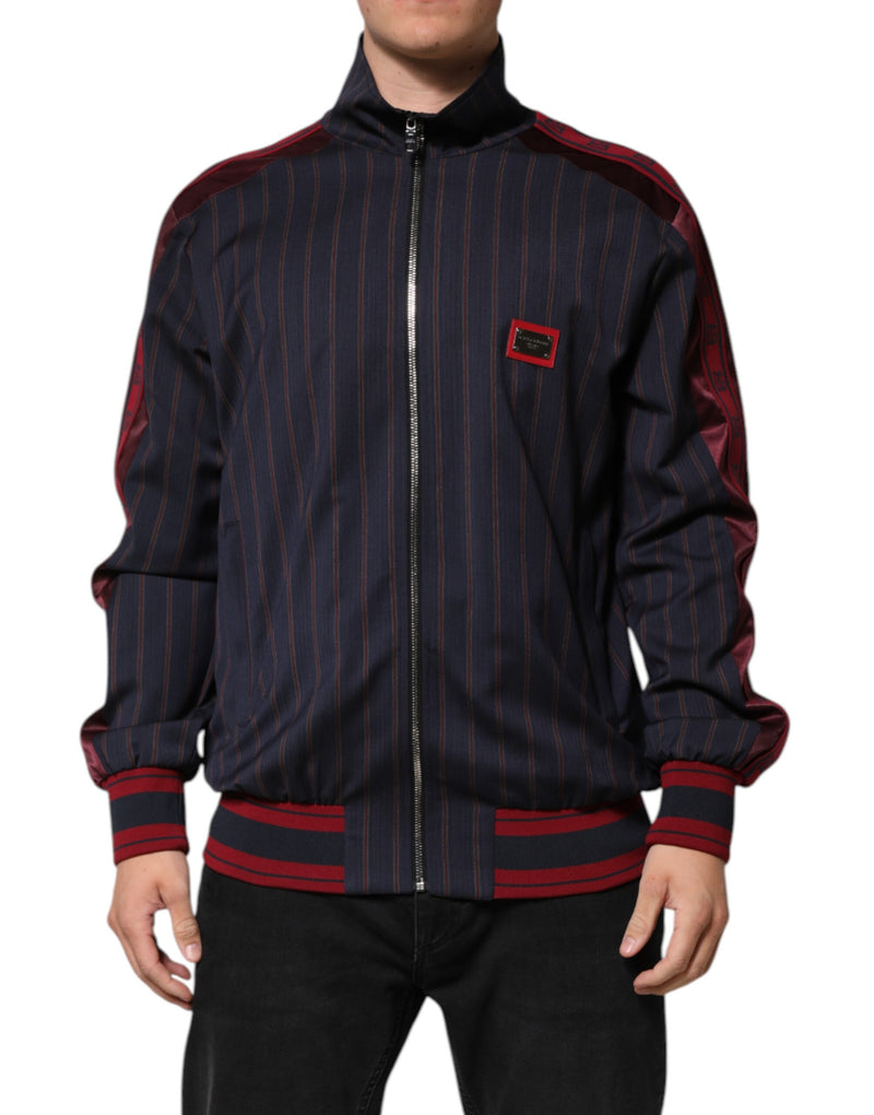 Veste à fermeture éclair à logo et rayures bleues et rouges de Dolce & Gabbana