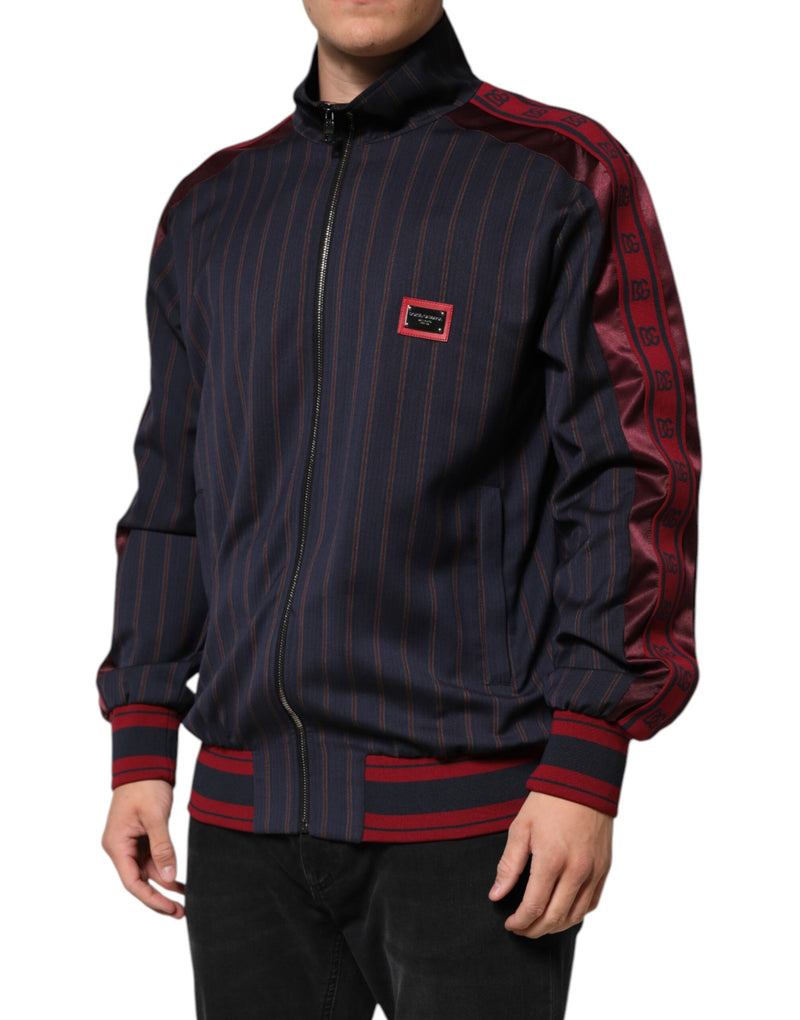 Veste à fermeture éclair à logo et rayures bleues et rouges de Dolce & Gabbana
