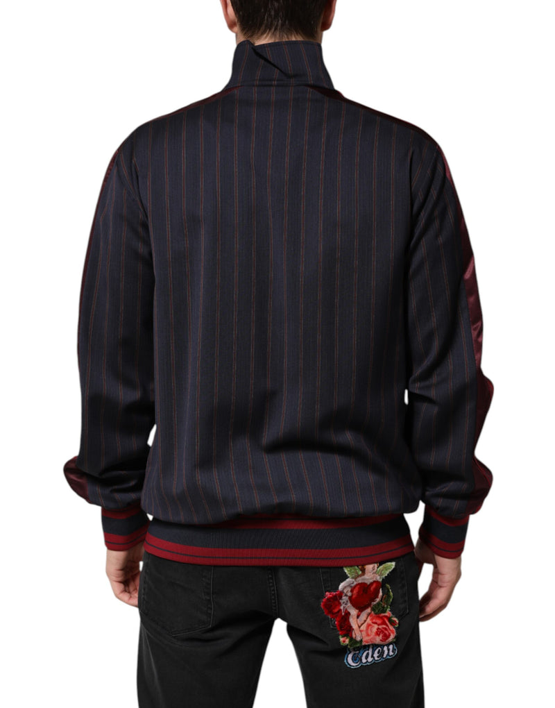 Veste à fermeture éclair à logo et rayures bleues et rouges de Dolce & Gabbana