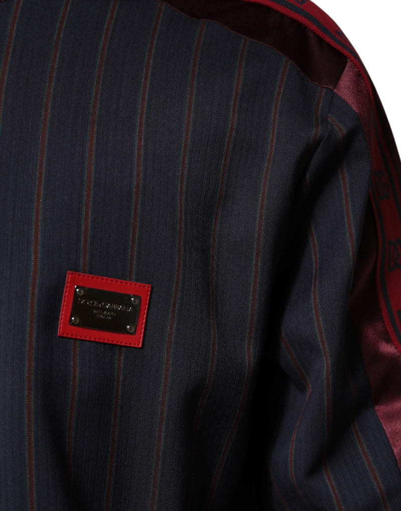 Veste à fermeture éclair à logo et rayures bleues et rouges de Dolce & Gabbana