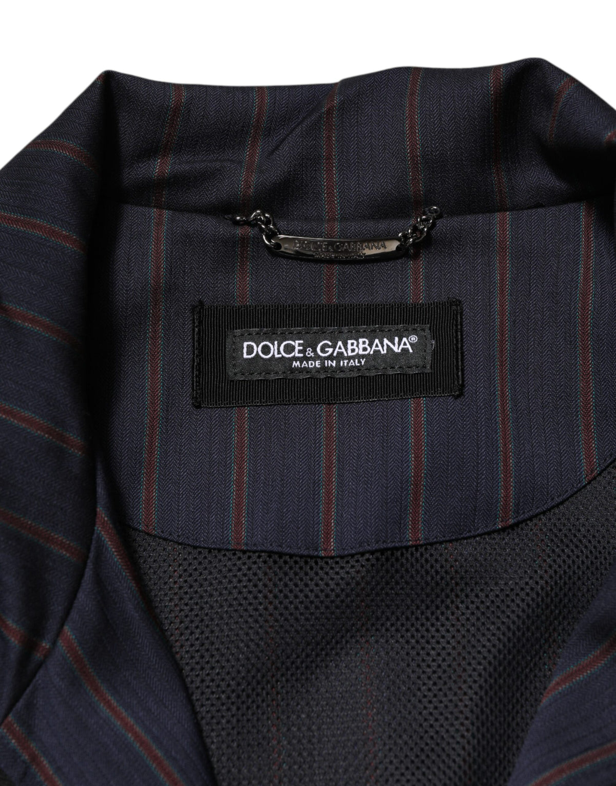 Veste à fermeture éclair à logo et rayures bleues et rouges de Dolce & Gabbana