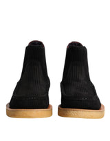Dolce & Gabbana Black Calf Suede Slip On Ankle Boots