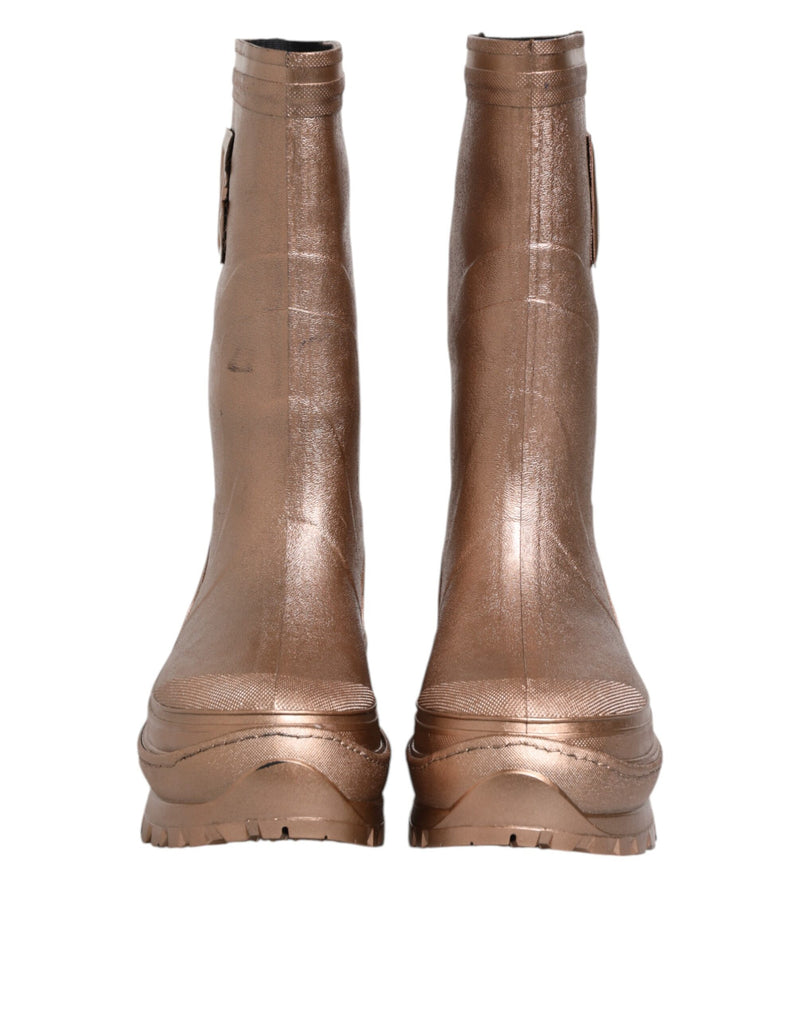 Dolce & Gabbana Metallic Gold Pull On Rain Boots for Men